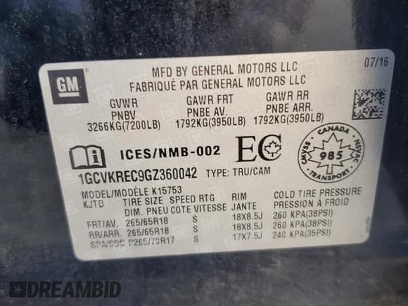 ✅ 2016 Chevrolet Silverado 1500 LT • VIN: 1GCVKREC9GZ360042 • Лот: 69535134. Опубликован ранее на Copart с пробегом Не указан. Бесплатный доступ к архиву аукционных продаж из США и подробный отчёт об истории автомобиля на DreamBid. Изображение 14.