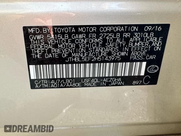 ✅ 2017 Lexus LS 460 • VIN: JTHBL5EF2H5143975 • Лот: 93981775. Опубликован ранее на Copart с пробегом 28 603 миль. Бесплатный доступ к архиву аукционных продаж из США и подробный отчёт об истории автомобиля на DreamBid. Изображение 10.