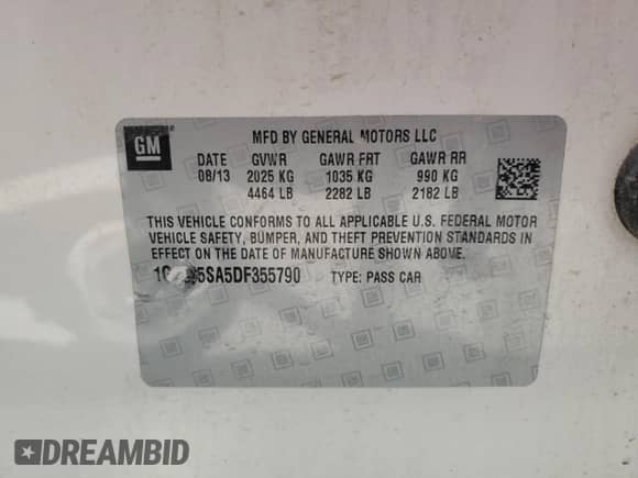 2013 Chevrolet Malibu LT с VIN 1G11C5SA5DF355790, выставлен на аукционе Copart как лот 85359835 с пробегом 151 356 миль миль и Списание • Salvage title. История ставок и продаж доступна на DreamBid. Изображение 12.