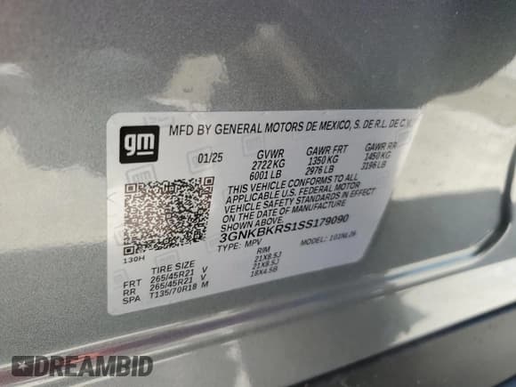 ✅ 2025 Chevrolet Blazer RS • VIN: 3GNKBKRS1SS179090 • Lot: 63299665. Listed on Copart with 3,873 mi. Free auction sales archive from the USA and detailed vehicle history report at DreamBid. Image 13.