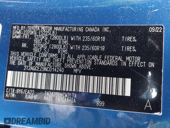 ✅ 2022 Lexus NX 350 • VIN: 2T2AGCEZ9NC014240 • Lot: 42015183. Wystawiony na IAAI z przebiegiem 21 523 mil. Bezpłatny archiwum sprzedaży aukcyjnych z USA i szczegółowy raport historii pojazdu na DreamBid. Zdjęcie 9.