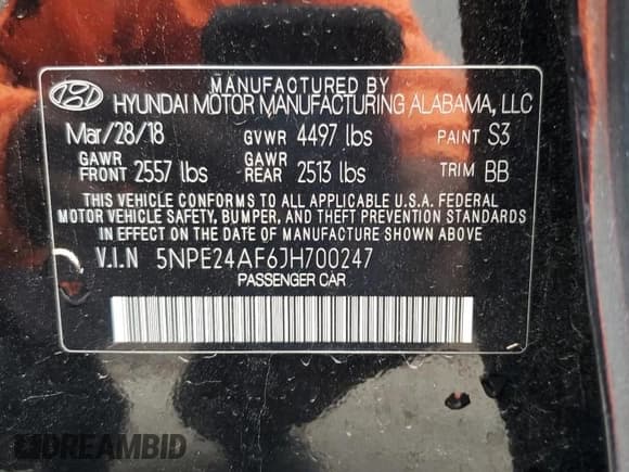 ✅ 2018 Hyundai Sonata SE • VIN: 5NPE24AF6JH700247 • Лот: 85886635. Опубликован ранее на Copart с пробегом 104 402 миль. Бесплатный доступ к архиву аукционных продаж из США и подробный отчёт об истории автомобиля на DreamBid. Изображение 12.