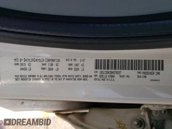 2008 Dodge Avenger SXT с VIN 1B3LC56K28N579227, выставлен на аукционе Copart как лот 71221134 с пробегом 270 977 миль миль и Списание • Salvage title. История ставок и продаж доступна на DreamBid. Изображение 15.