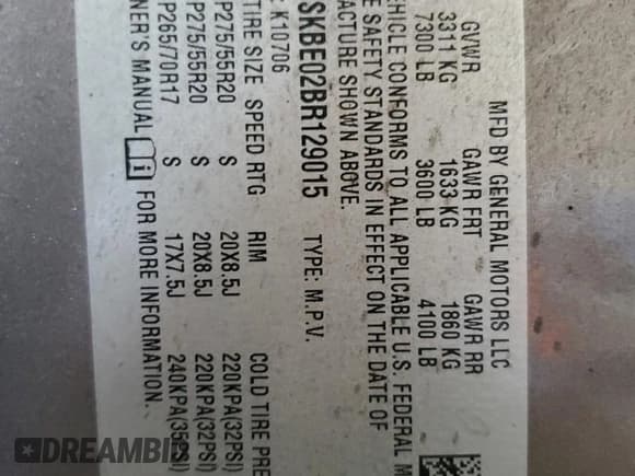 ✅ 2011 Chevrolet Tahoe LT • VIN: 1GNSKBE02BR129015 • Lot: 82066035. Listed on Copart with 151,798 mi. Free auction sales archive from the USA and detailed vehicle history report at DreamBid. Image 13.