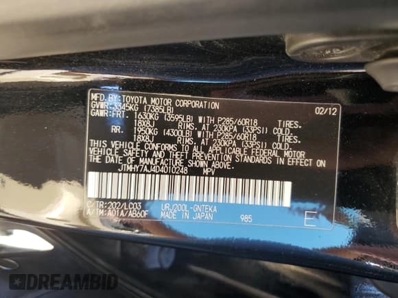 ✅ 2013 Toyota Land Cruiser • VIN: JTMHY7AJ4D4010248 • Lot: 77060914. Listed on Copart with 200,526 mi. Free auction sales archive from the USA and detailed vehicle history report at DreamBid. Image 13.