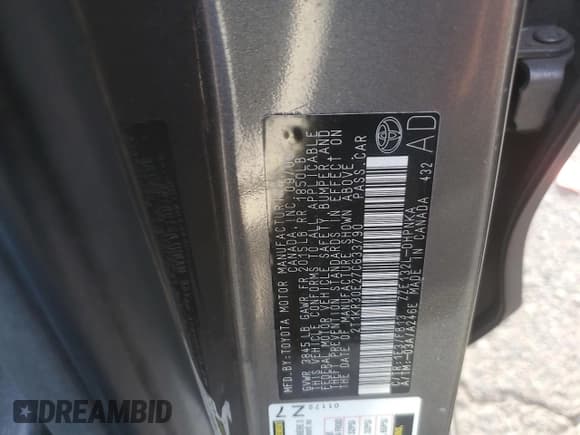 ✅ 2007 Toyota Matrix XR • VIN: 2T1KR30E27C633790 • Лот: 92326115. Опубликован ранее на Copart с пробегом 254 412 миль. Бесплатный доступ к архиву аукционных продаж из США и подробный отчёт об истории автомобиля на DreamBid. Изображение 12.