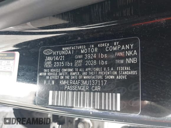 ✅ 2021 Hyundai Elantra N Line • VIN: KMHLR4AF3MU137117 • Lot: 43352110. Listed on IAAI with 81,180 mi. Free auction sales archive from the USA and detailed vehicle history report at DreamBid. Image 9.