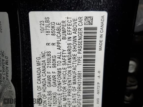 ✅ 2024 Honda Civic EX • VIN: 2HGFE1F79RH310681 • Лот: 82126355. Опубликован ранее на Copart с пробегом 13 317 миль. Бесплатный доступ к архиву аукционных продаж из США и подробный отчёт об истории автомобиля на DreamBid. Изображение 13.