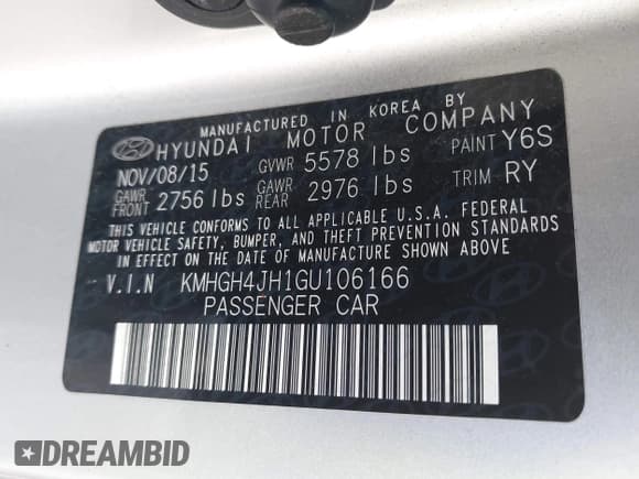 ✅ 2016 Hyundai Equus Signature • VIN: KMHGH4JH1GU106166 • Lot: 43424142. Listed on IAAI with 126,295 mi. Free auction sales archive from the USA and detailed vehicle history report at DreamBid. Image 9.