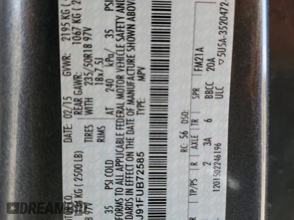 ✅ 2015 Ford Escape Titanium • VIN: 1FMCU9J91FUB72585 • Lot: 58250065. Wystawiony na Copart z przebiegiem 120 869 mil. Bezpłatny archiwum sprzedaży aukcyjnych z USA i szczegółowy raport historii pojazdu na DreamBid. Zdjęcie 14.