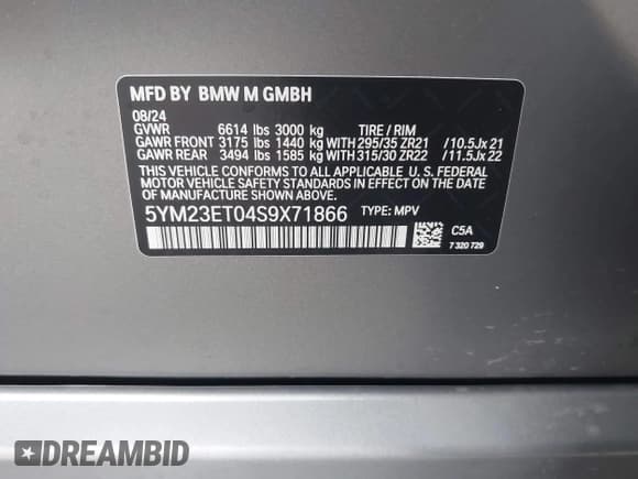 ✅ 2025 BMW X6 M • VIN: 5YM23ET04S9X71866 • Лот: 42163683. Опубликован ранее на IAAI с пробегом 3 029 миль. Бесплатный доступ к архиву аукционных продаж из США и подробный отчёт об истории автомобиля на DreamBid. Изображение 9.