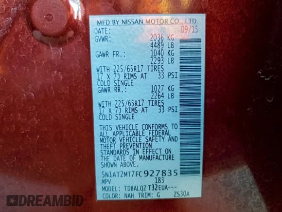 ✅ 2015 Nissan Rogue SL • VIN: 5N1AT2MT7FC927835 • Lot: 95214385. Wystawiony na Copart z przebiegiem 163 789 mil. Bezpłatny archiwum sprzedaży aukcyjnych z USA i szczegółowy raport historii pojazdu na DreamBid. Zdjęcie 13.