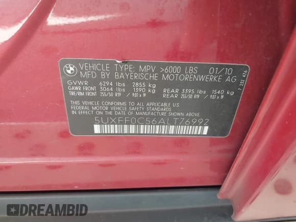 ✅ 2010 BMW X5 35d • VIN: 5UXFF0C56ALT76992 • Lot: 43887407. Listed on IAAI with 168,984 mi. Free auction sales archive from the USA and detailed vehicle history report at DreamBid. Image 9.