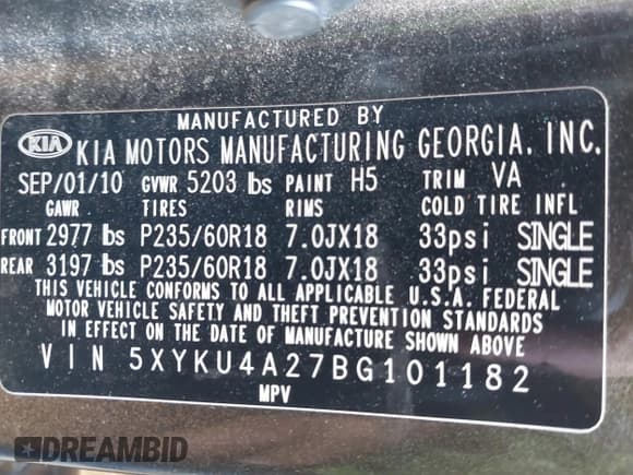 ✅ 2011 Kia Sorento EX • VIN: 5XYKU4A27BG101182 • Lot: 43243379. Listed on IAAI with 223,351 mi. Free auction sales archive from the USA and detailed vehicle history report at DreamBid. Image 9.