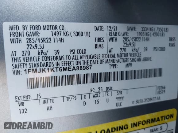 ✅ 2021 Ford Expedition Max Limited • VIN: 1FMJK1KT6MEA88987 • Lot: 42887587. Wystawiony na IAAI z przebiegiem 67 262 mil. Bezpłatny archiwum sprzedaży aukcyjnych z USA i szczegółowy raport historii pojazdu na DreamBid. Zdjęcie 9.