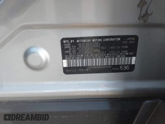 ✅ 2022 Mitsubishi Eclipse Cross SE • VIN: JA4ATWAA4NZ004944 • Lot: 43544014. Wystawiony na IAAI z przebiegiem 35 957 mil. Bezpłatny archiwum sprzedaży aukcyjnych z USA i szczegółowy raport historii pojazdu na DreamBid. Zdjęcie 9.