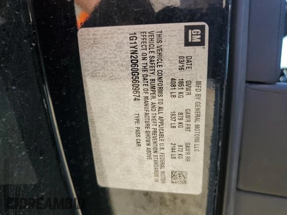 ✅ 2016 Chevrolet Corvette Z06 1LZ • VIN: 1G1YN2D60G5609674 • Lot: 65436495. Listed on Copart with 68,416 mi. Free auction sales archive from the USA and detailed vehicle history report at DreamBid. Image 12.