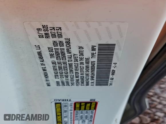 ✅ 2019 Honda Odyssey EX-L • VIN: 5FNRL6H76KB094876 • Лот: 94815715. Опубликован ранее на Copart с пробегом 131 476 миль. Бесплатный доступ к архиву аукционных продаж из США и подробный отчёт об истории автомобиля на DreamBid. Изображение 12.