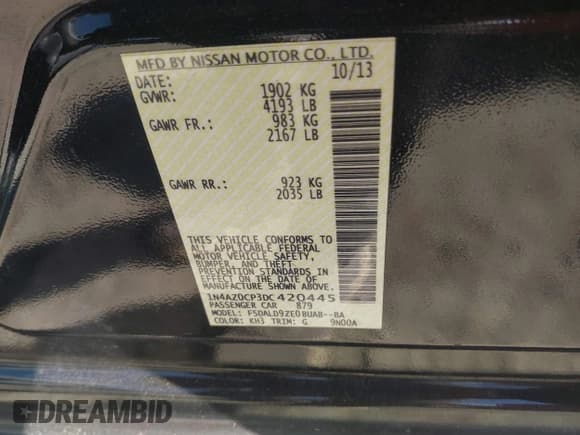 ✅ 2013 Nissan LEAF SL • VIN: 1N4AZ0CP3DC420445 • Lot: 43640104. Listed on IAAI with 126,241 mi. Free auction sales archive from the USA and detailed vehicle history report at DreamBid. Image 9.