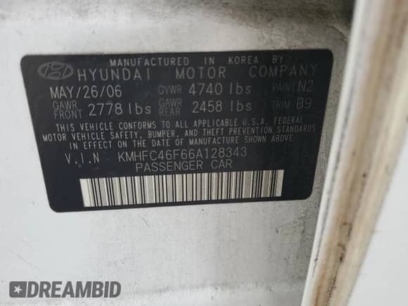 2006 Hyundai Azera SE с VIN KMHFC46F66A128343, выставлен на аукционе Copart как лот 83447424 с пробегом 274 218 миль миль и Списание • Salvage title. История ставок и продаж доступна на DreamBid. Изображение 14.