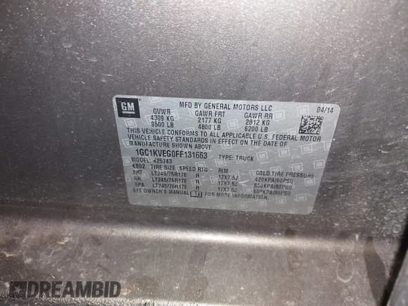 ✅ 2015 Chevrolet Silverado 2500HD LT • VIN: 1GC1KVEG0FF131663 • Lot: 42117911. Listed on IAAI with 144,511 mi. Free auction sales archive from the USA and detailed vehicle history report at DreamBid. Image 9.