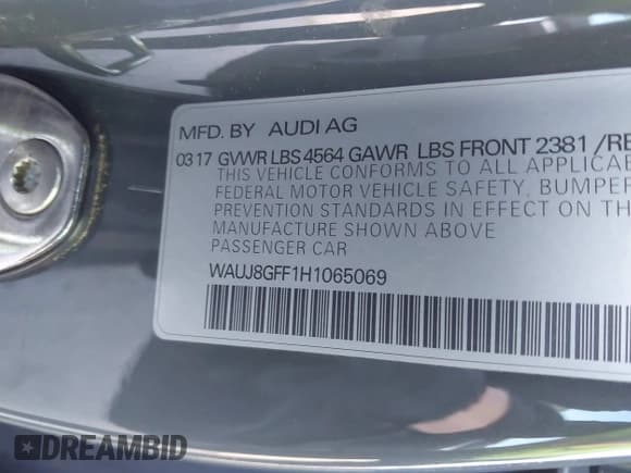 ✅ 2017 Audi A3 Premium Plus • VIN: WAUJ8GFF1H1065069 • Lot: 41208140. Listed on IAAI with 66,075 mi. Free auction sales archive from the USA and detailed vehicle history report at DreamBid. Image 9.