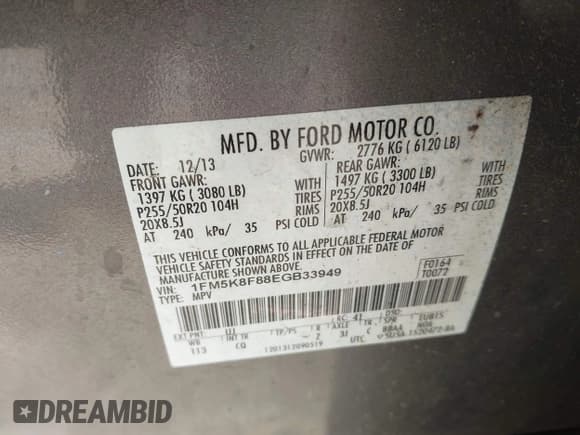 ✅ 2014 Ford Explorer Limited • VIN: 1FM5K8F88EGB33949 • Lot: 43474374. Wystawiony na IAAI z przebiegiem 117 581 mil. Bezpłatny archiwum sprzedaży aukcyjnych z USA i szczegółowy raport historii pojazdu na DreamBid. Zdjęcie 9.