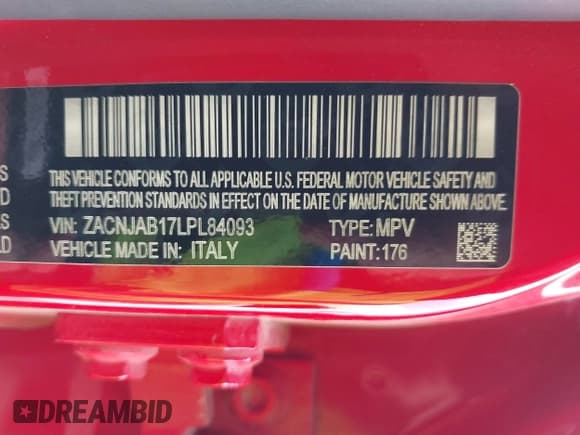 ✅ 2020 Jeep Renegade Altitude • VIN: ZACNJAB17LPL84093 • Lot: 42122399. Listed on IAAI with 32,541 mi. Free auction sales archive from the USA and detailed vehicle history report at DreamBid. Image 9.