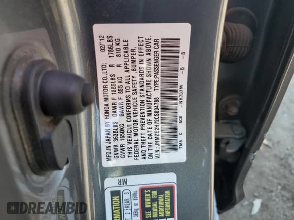 ✅ 2012 Honda Insight EX • VIN: JHMZE2H72CS004788 • Лот: 80522175. Опубликован ранее на Copart с пробегом 138 552 миль. Бесплатный доступ к архиву аукционных продаж из США и подробный отчёт об истории автомобиля на DreamBid. Изображение 12.