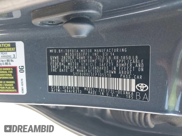 ✅ 2014 Toyota Corolla L • VIN: 5YFBURHE5EP105518 • Lot: 43161566. Wystawiony na IAAI z przebiegiem 160 661 mil. Bezpłatny archiwum sprzedaży aukcyjnych z USA i szczegółowy raport historii pojazdu na DreamBid. Zdjęcie 9.