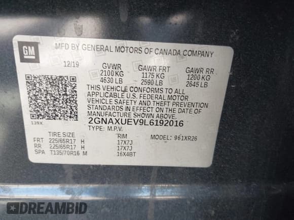 ✅ 2020 Chevrolet Equinox LT • VIN: 2GNAXUEV9L6192016 • Лот: 42979775. Опубликован ранее на IAAI с пробегом 154 295 миль. Бесплатный доступ к архиву аукционных продаж из США и подробный отчёт об истории автомобиля на DreamBid. Изображение 9.