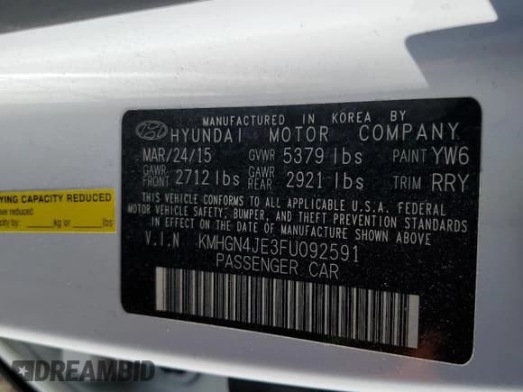 ✅ 2015 Hyundai Genesis 3.8L • VIN: KMHGN4JE3FU092591 • Lot: 88606515. Wystawiony na Copart z przebiegiem 134 541 mil. Bezpłatny archiwum sprzedaży aukcyjnych z USA i szczegółowy raport historii pojazdu na DreamBid. Zdjęcie 14.