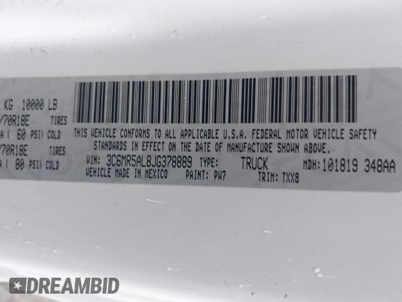 ✅ 2018 Ram 2500 Tradesman • VIN: 3C6MR5AL8JG378889 • Лот: 42515651. Опубликован ранее на IAAI с пробегом 187 834 миль. Бесплатный доступ к архиву аукционных продаж из США и подробный отчёт об истории автомобиля на DreamBid. Изображение 9.