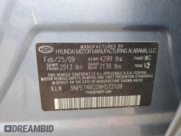 ✅ 2009 Hyundai Sonata GLS • VIN: 5NPET46C09H572109 • Лот: 74701584. Опубликован ранее на Copart с пробегом 226 464 миль. Бесплатный доступ к архиву аукционных продаж из США и подробный отчёт об истории автомобиля на DreamBid. Изображение 12.