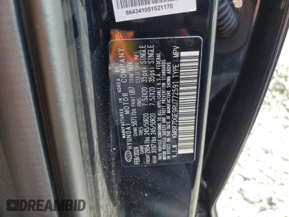 2024 Hyundai Palisade Calligraphy с VIN KM8R7DGE9RU772591, выставлен на аукционе Copart как лот 72577334 с пробегом 5 677 миль миль и Списание • Salvage title. История ставок и продаж доступна на DreamBid. Изображение 13.