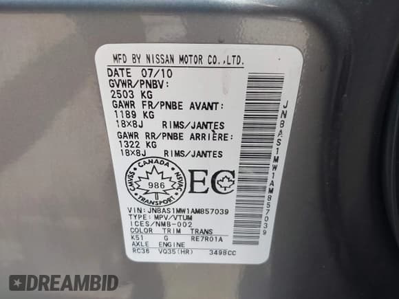 ✅ 2010 Infiniti FX • VIN: JN8AS1MW1AM857039 • Lot: 42625570. Wystawiony na IAAI z przebiegiem 160 296 mil. Bezpłatny archiwum sprzedaży aukcyjnych z USA i szczegółowy raport historii pojazdu na DreamBid. Zdjęcie 9.