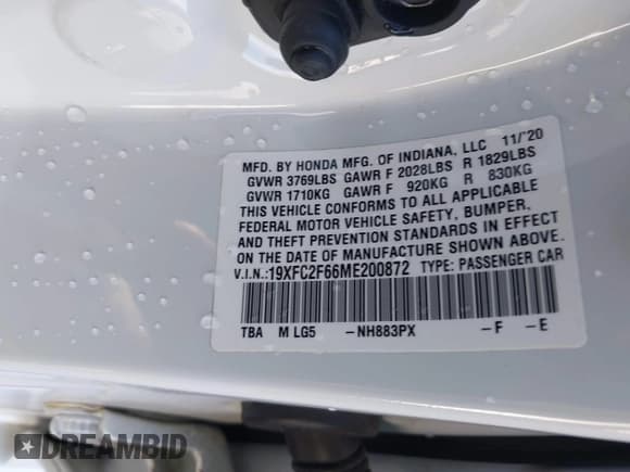 ✅ 2021 Honda Civic LX • VIN: 19XFC2F66ME200872 • Lot: 43809995. Listed on IAAI with 32,340 mi. Free auction sales archive from the USA and detailed vehicle history report at DreamBid. Image 9.