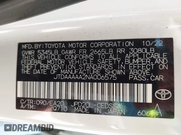 ✅ 2022 Toyota Mirai XLE • VIN: JTDAAAAA2NA006575 • Лот: 42698824. Опубликован ранее на IAAI с пробегом 44 842 миль. Бесплатный доступ к архиву аукционных продаж из США и подробный отчёт об истории автомобиля на DreamBid. Изображение 9.