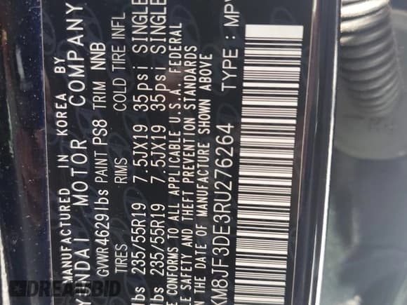 ✅ 2024 Hyundai Tucson XRT • VIN: KM8JF3DE3RU276264 • Lot: 60232815. Wystawiony na Copart z przebiegiem 17 105 mil. Bezpłatny archiwum sprzedaży aukcyjnych z USA i szczegółowy raport historii pojazdu na DreamBid. Zdjęcie 14.