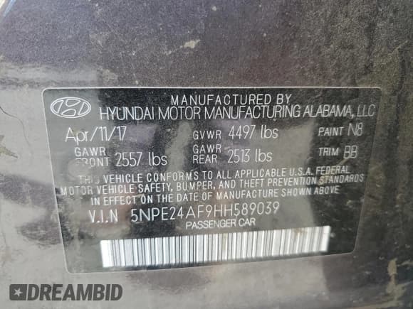 ✅ 2017 Hyundai Sonata SE • VIN: 5NPE24AF9HH589039 • Lot: 86880525. Wystawiony na Copart z przebiegiem 88 208 mil. Bezpłatny archiwum sprzedaży aukcyjnych z USA i szczegółowy raport historii pojazdu na DreamBid. Zdjęcie 13.