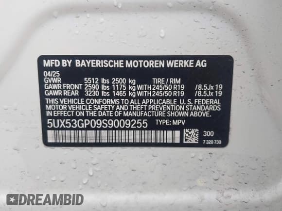 ✅ 2025 BMW X3 30 xDrive • VIN: 5UX53GP09S9009255 • Lot: 43549750. Wystawiony na IAAI z przebiegiem 3 483 mil. Bezpłatny archiwum sprzedaży aukcyjnych z USA i szczegółowy raport historii pojazdu na DreamBid. Zdjęcie 9.