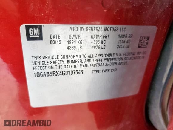 ✅ 2016 Cadillac ATS Luxury Collection RWD • VIN: 1G6AB5RX4G0107643 • Lot: 84240785. Listed on Copart with 127,538 mi. Free auction sales archive from the USA and detailed vehicle history report at DreamBid. Image 12.