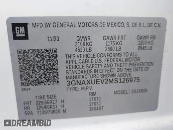 ✅ 2021 Chevrolet Equinox LT • VIN: 3GNAXUEV2MS126975 • Лот: 43135394. Опубликован ранее на IAAI с пробегом 99 926 миль. Бесплатный доступ к архиву аукционных продаж из США и подробный отчёт об истории автомобиля на DreamBid. Изображение 9.