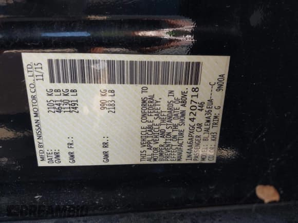 ✅ 2016 Nissan Maxima Platinum • VIN: 1N4AA6APXGC420718 • Lot: 43141870. Wystawiony na IAAI z przebiegiem 182 289 mil. Bezpłatny archiwum sprzedaży aukcyjnych z USA i szczegółowy raport historii pojazdu na DreamBid. Zdjęcie 9.