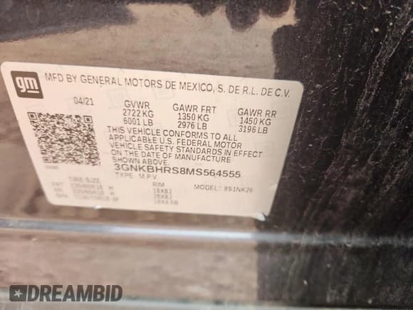 ✅ 2021 Chevrolet Blazer LT • VIN: 3GNKBHRS8MS564555 • Lot: 89566785. Listed on Copart with 129,548 mi. Free auction sales archive from the USA and detailed vehicle history report at DreamBid. Image 13.