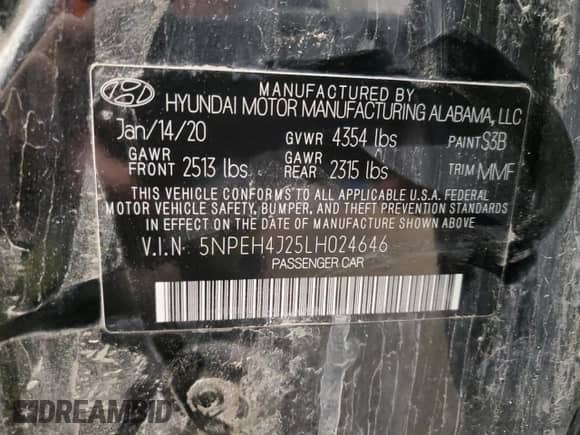 2020 Hyundai Sonata Limited с VIN 5NPEH4J25LH024646, выставлен на аукционе Copart как лот 82541885 с пробегом 70 911 миль миль и Чистый • Clean title. История ставок и продаж доступна на DreamBid. Изображение 12.