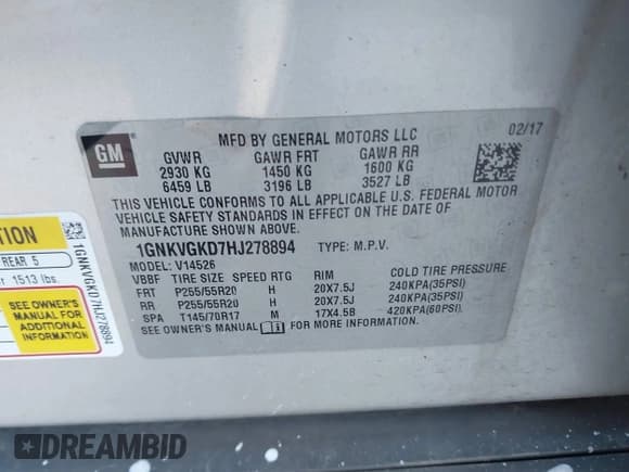 ✅ 2017 Chevrolet Traverse LT • VIN: 1GNKVGKD7HJ278894 • Lot: 43542365. Wystawiony na IAAI z przebiegiem 134 882 mil. Bezpłatny archiwum sprzedaży aukcyjnych z USA i szczegółowy raport historii pojazdu na DreamBid. Zdjęcie 9.