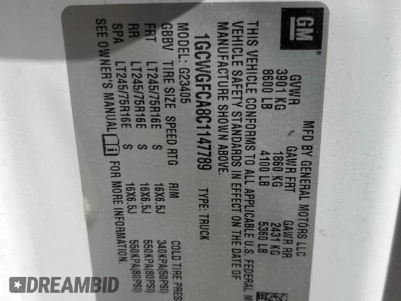 ✅ 2012 Chevrolet Express Cargo • VIN: 1GCWGFCA8C1147789 • Lot: 81895755. Wystawiony na Copart z przebiegiem 379 415 mil. Bezpłatny archiwum sprzedaży aukcyjnych z USA i szczegółowy raport historii pojazdu na DreamBid. Zdjęcie 13.