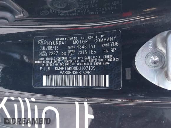 2013 Hyundai Genesis Coupe R-Spec с VIN KMHHT6KD8DU107109, выставлен на аукционе IAAI как лот 41881177 с пробегом 83 774 миль миль и . История ставок и продаж доступна на DreamBid. Изображение 9.