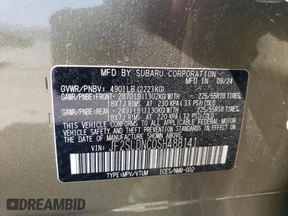 ✅ 2025 Subaru Forester Limited • VIN: JF2SLDNC0SH488141 • Lot: 52147495. Listed on Copart with 10,793 mi. Free auction sales archive from the USA and detailed vehicle history report at DreamBid. Image 13.
